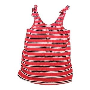 MELROSE & Market Red Striped Tank Top With Rouching on the sides Size XL